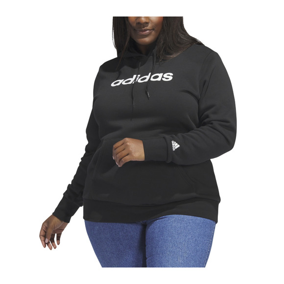 Adidas Trendy Pullover Logo Print Fleece Hoodie Black Plus Size 3X - Picture 1 of 1